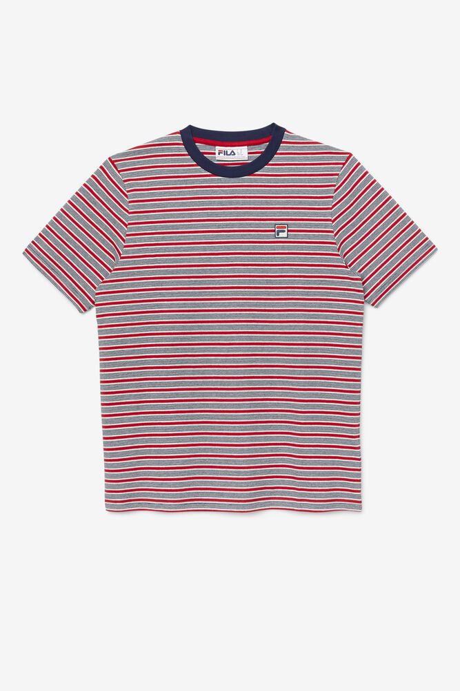 Fila T-Shirt Mens Red Tux Striped - Ireland 95340-GQFK